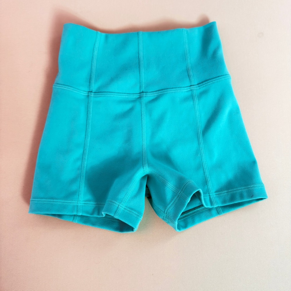 Jo+Jax Youth Girls Teal High Waisted Dance Activewear Shorts Size YM 8-10